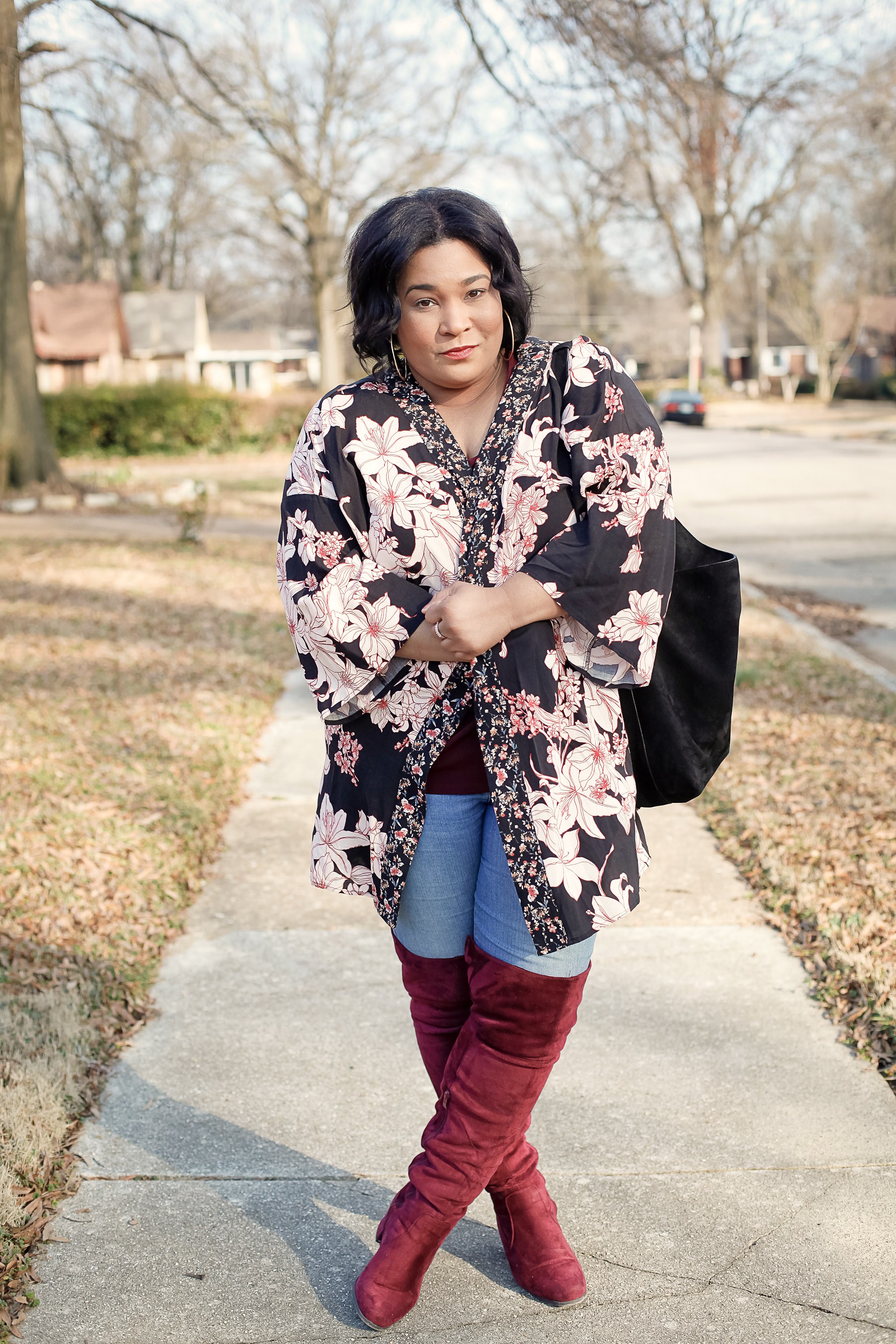 Floral Kimono + Thigh High Boots | KP FUSION